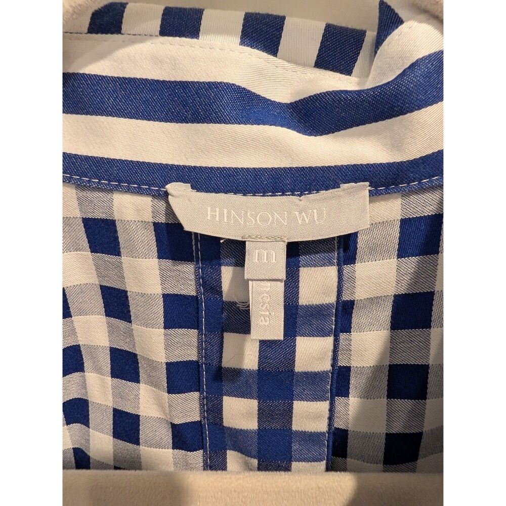 Hinson Wu Aileen Stripe Short Sleeve Mini Shirt Dress Blue/White M - Picture 4 of 6